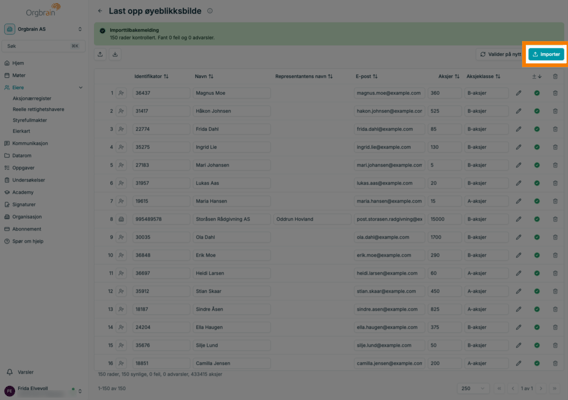 Importer eiere